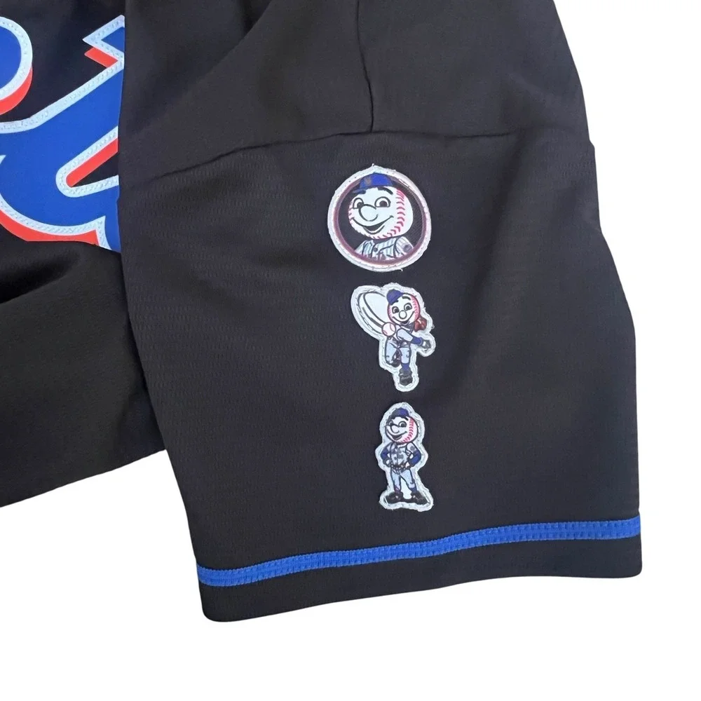 NY Mets Nike 2022 Max Scherzer #21 Youth Jersey Black Mr.Met Patches on sleeve 8